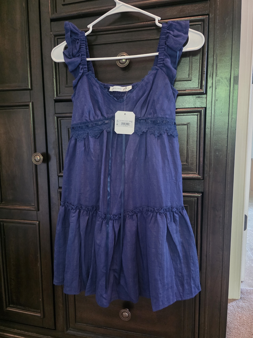 Altar'd State Deep Navy Ruffle Strap Tiered Sundress
